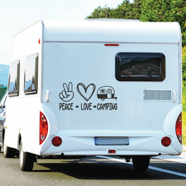 Peace Love Camping Wohnwagen Aufkleber Camper Caravan