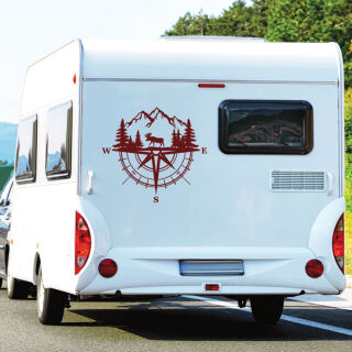 Wohnmobil Aufkleber Kompass Elch Wald Camper Wohnwagen