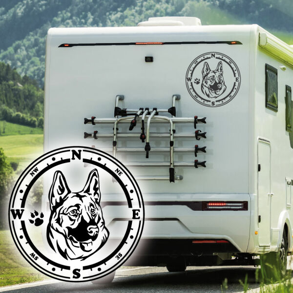 Wohnmobil Aufkleber Schäferhund Kompass