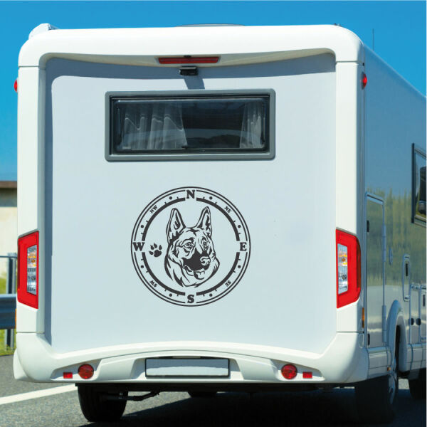 Wohnmobil Aufkleber Schäferhund Kompass