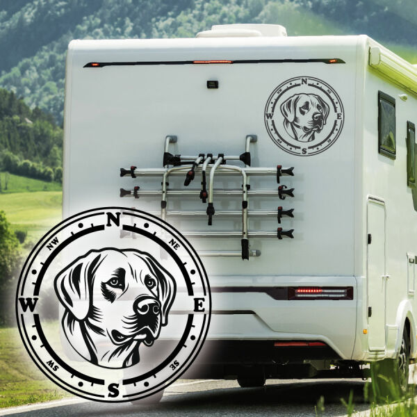 Wohnmobil Aufkleber Labrador Retriever Kompass