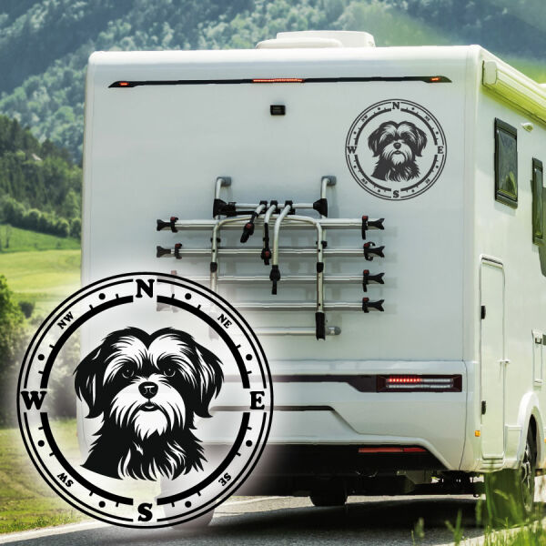 Wohnmobil Aufkleber Shih Tzu Kompass