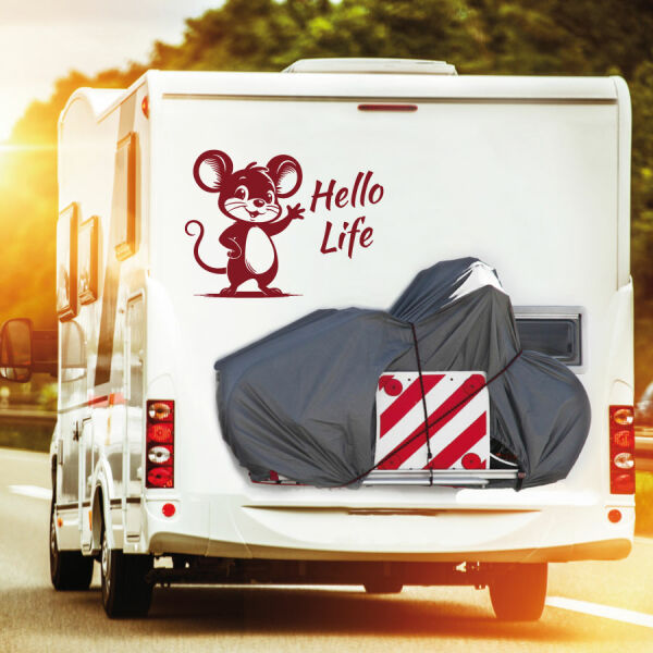 Wohnmobil Aufkleber Hello Life Maus