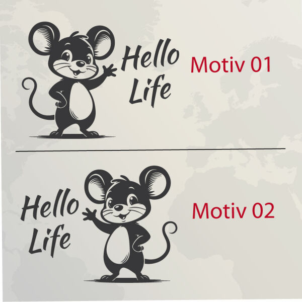 Wohnmobil Aufkleber Hello Life Maus