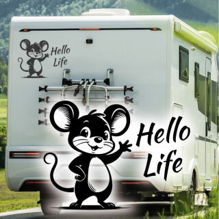 Wohnmobil Aufkleber Hello Life Maus