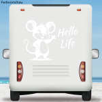 Wohnmobil Aufkleber Hello Life Maus