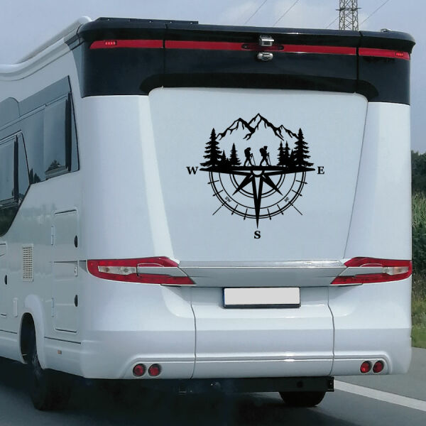 Wohnmobil Aufkleber Wandern Kompass