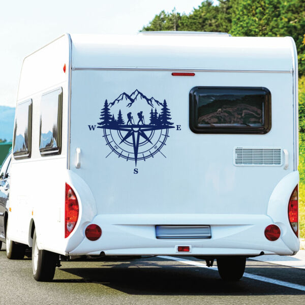 Wohnmobil Aufkleber Wandern Kompass